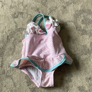 Clearance floatmini light pink and blue with flower bathing suit